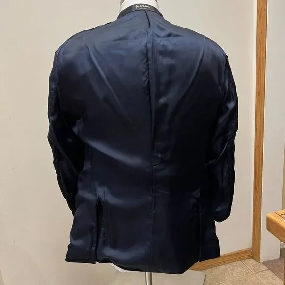 John W Nordstrom Mens Sport Coat 40S Solid Navy Blue Loro Piana Four Season 120s